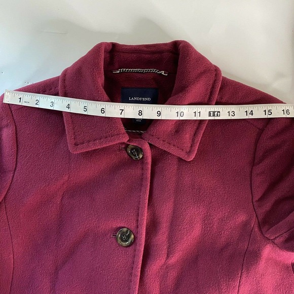 Lands End Swing Pea Coat Overcoat Sz 8P Wool Cashmere Blend Wine Red - Picture 9 of 10
